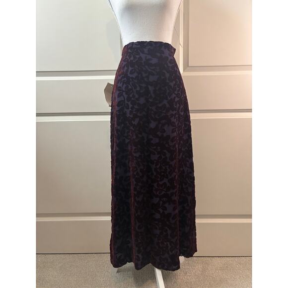 Deadstock Vintage NWT Laura Ashley Velvet Silk Maxi Skirt Whimsical Fairy - Picture 1 of 8